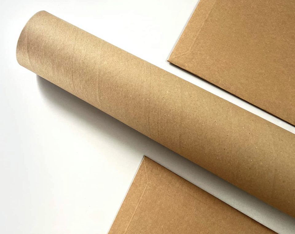 Environmentally responsible packaging system for contemporary giclee prints - sustainable cardboard shipping tubes and recyclable craft paper for limited edition wall decor
